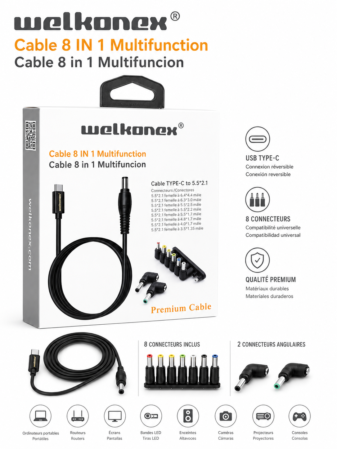 CABLE TIPO C 8 EN 1MULTIFUNCIÓN