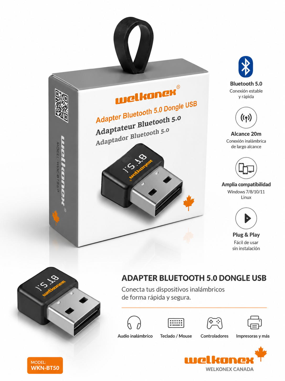 ADAPTADOR USB BLUETOOTH V5.0
