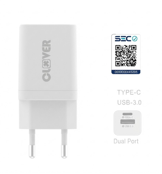 CARGADOR USB C 30W DUAL PORT- TURBO CHARGE