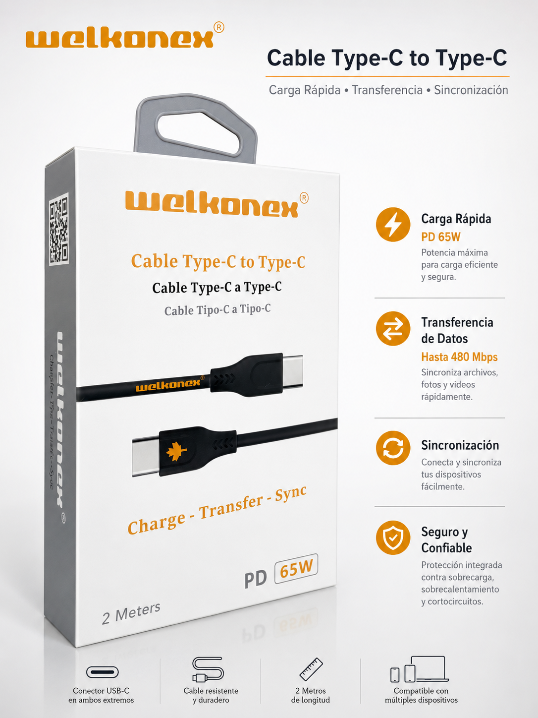 CABLE TIPO C A TIPO C 2 MT