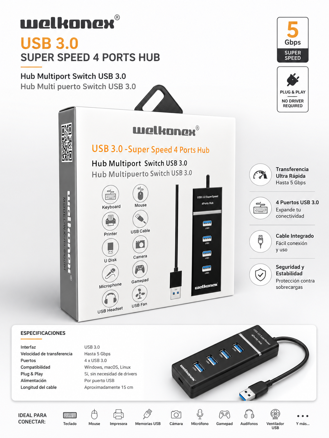 HUB 4 PUERTOS USB 3.0
